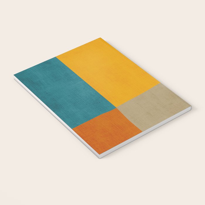 Mid-Century Modern Burnt-Orange Yellow Teal Blue Notebook Gallery Image 3