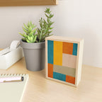 Mid-Century Modern Burnt-Orange Yellow Teal Blue Mini Art Print Gallery Image 2