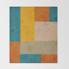 Mid-Century Modern Burnt-Orange Yellow Teal Blue Throw Blanket Gallery Image 2