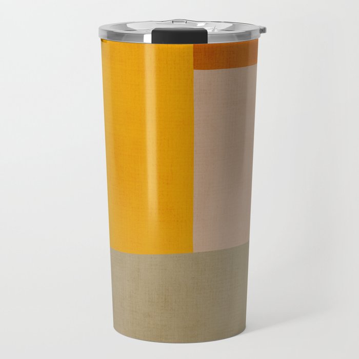 Mid-Century Modern Burnt-Orange Yellow Teal Blue Travel Mug