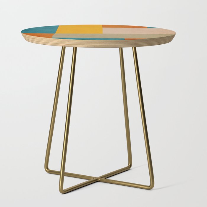 Mid-Century Modern Burnt-Orange Yellow Teal Blue Side Table Gallery Image 1