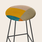 Mid-Century Modern Burnt-Orange Yellow Teal Blue Stool Gallery Image 2