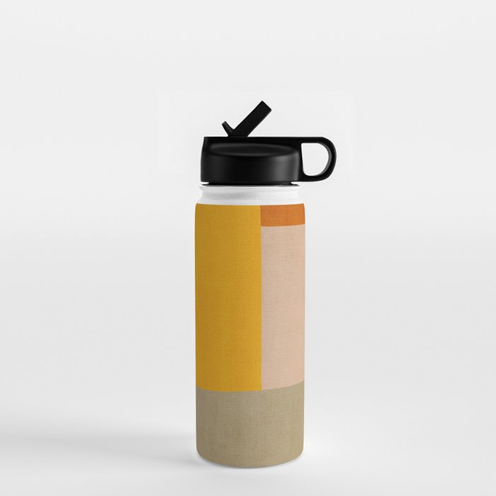 Mid-Century Modern Burnt-Orange Yellow Teal Blue Water Bottle Gallery Image 1
