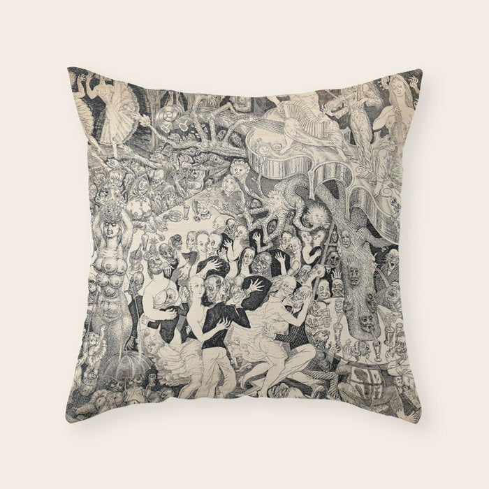Eduard Wiiralt - Cabaret 1931 Throw Pillow Gallery Image 6