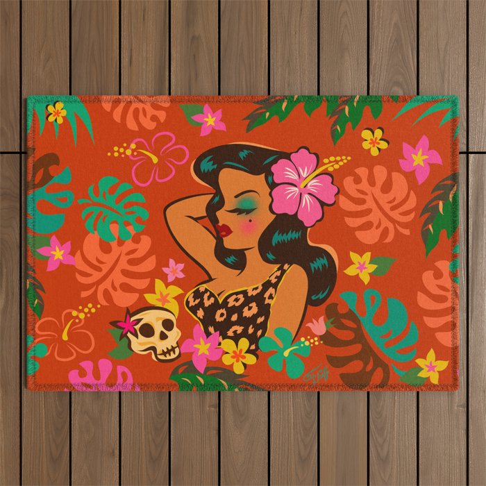 Tropical Tiki Girl Outdoor Rug Gallery Image 1