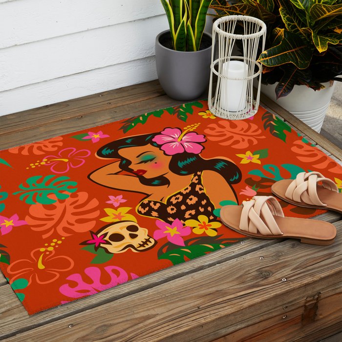 Tropical Tiki Girl Outdoor Rug Gallery Image 2