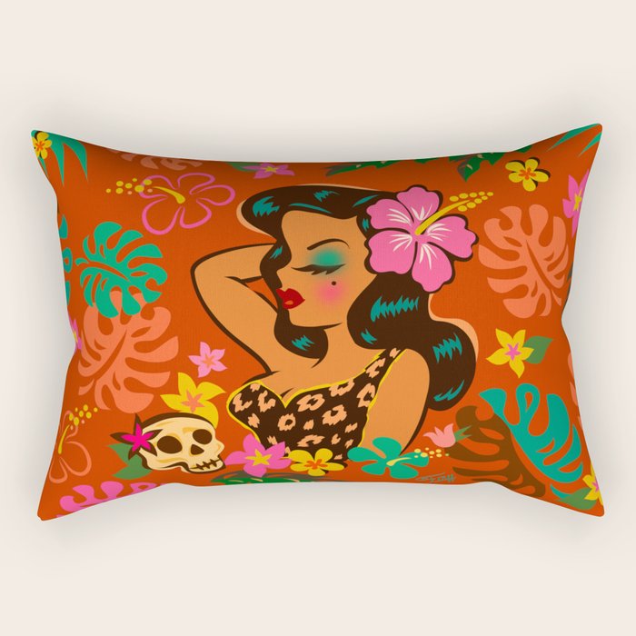 Tropical Tiki Girl Rectangular Pillow Gallery Image 2
