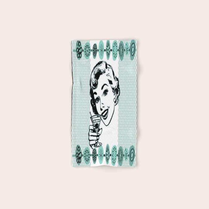 Mid-Century Modern Art Cocktail Teal Bath Towel Gallery Image 1