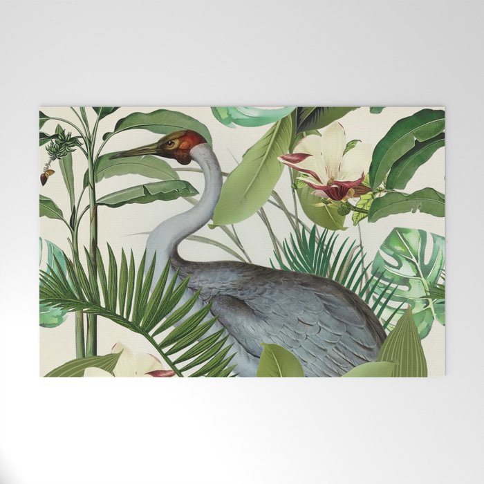 Tropical Heron Bird Rainforest Illustration Welcome Mat Gallery Image 1