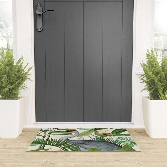 Tropical Heron Bird Rainforest Illustration Welcome Mat Gallery Image 3