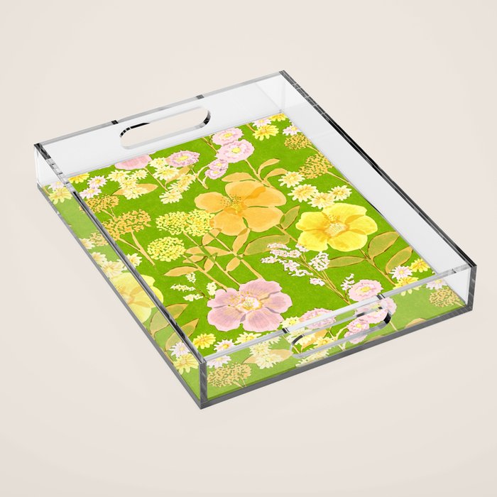 Grandma's Flowers (Green) Acrylic Tray Gallery Image 1