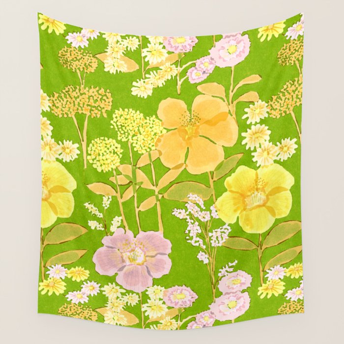 Grandma's Flowers (Green) Wall Tapestry Gallery Image 4