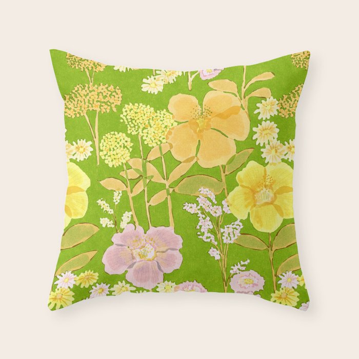 Grandma's Flowers (Green) Throw Pillow Gallery Image 6