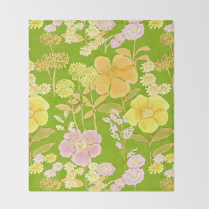 Grandma's Flowers (Green) Throw Blanket Gallery Image 2