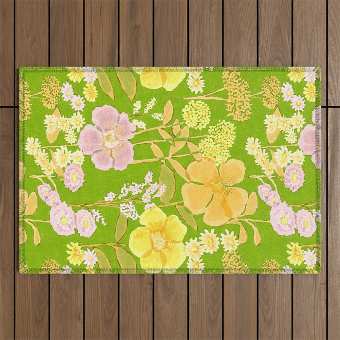 Grandma's Flowers (Green) Outdoor Rug Gallery Image 1