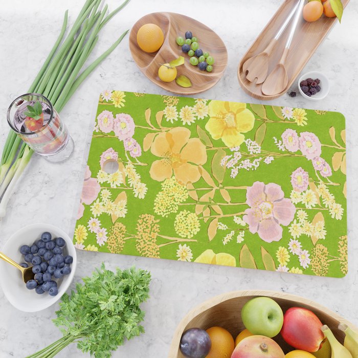 Grandma's Flowers (Green) Cutting Board Gallery Image 2