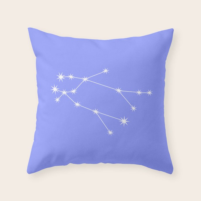 Gemini Zodiac Star Constellation Line Art Pastel Purple Throw Pillow Gallery Image 6