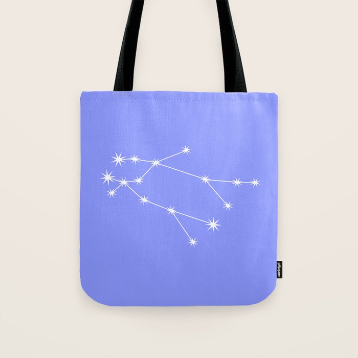 Gemini Zodiac Star Constellation Line Art Pastel Purple Tote Bag Gallery Image 1