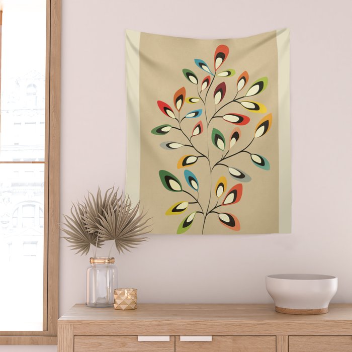 Mid-Century Abstract Branch 02 Wall Tapestry Gallery Image 2