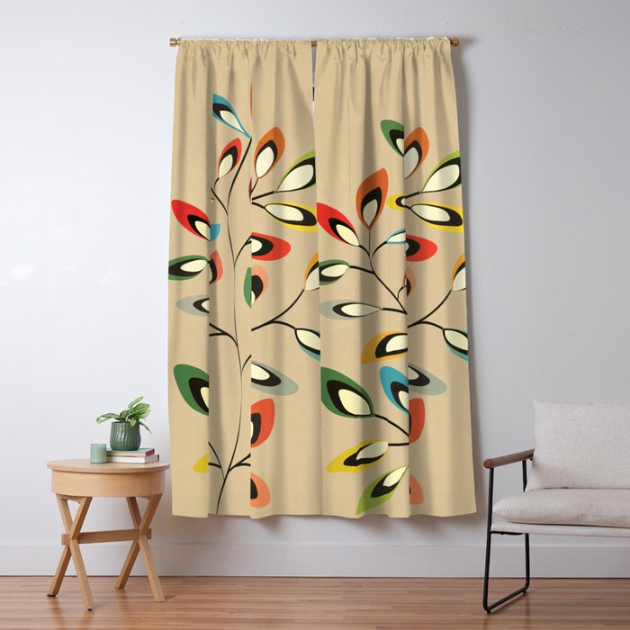 Mid-Century Abstract Branch 02 Window Curtain Gallery Image 5