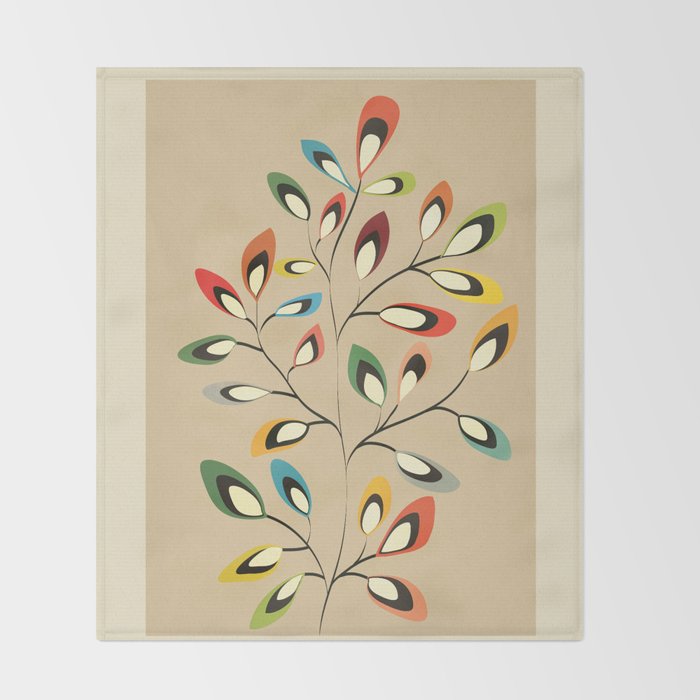 Mid-Century Abstract Branch 02 Throw Blanket Gallery Image 2
