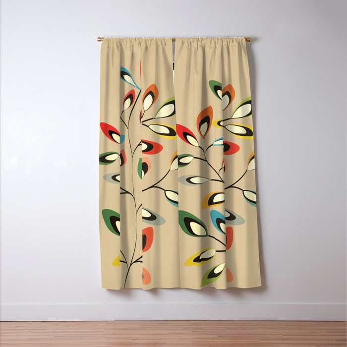 Mid-Century Abstract Branch 02 Window Curtain Gallery Image 3