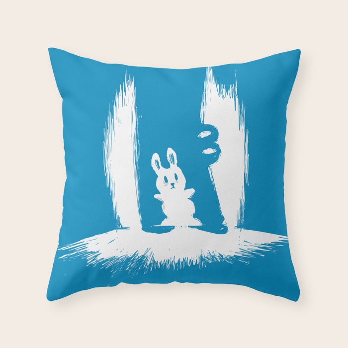 cornered! (bunny and crocodile) Throw Pillow Gallery Image 6