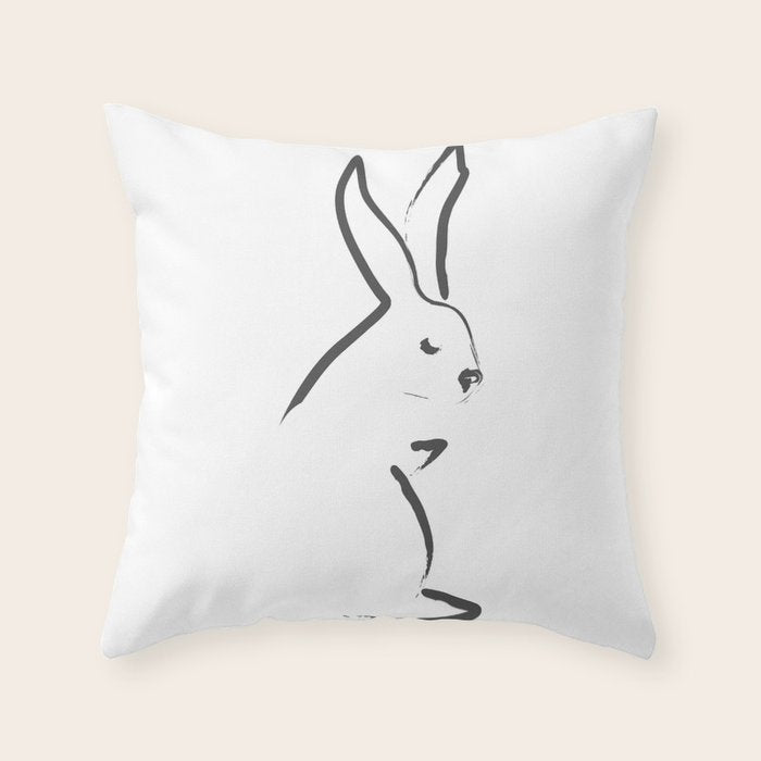 Zen Snow Bunny Throw Pillow Gallery Image 6