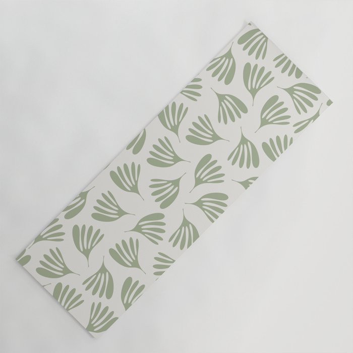 Sage Green Wispy Leaves Contemporary Abstract Botanical Pattern Yoga Mat Gallery Image 1