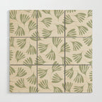 Sage Green Wispy Leaves Contemporary Abstract Botanical Pattern Wood Wall Art Gallery Image 1
