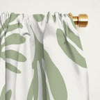 Sage Green Wispy Leaves Contemporary Abstract Botanical Pattern Window Curtain Gallery Image 2
