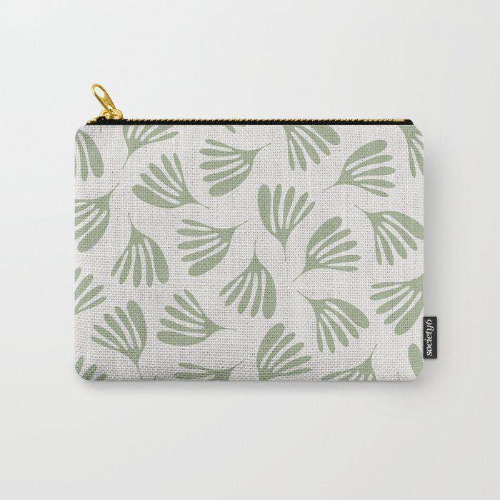Sage Green Wispy Leaves Contemporary Abstract Botanical Pattern Carry All Pouch Gallery Image 1