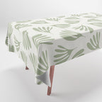 Sage Green Wispy Leaves Contemporary Abstract Botanical Pattern Tablecloth Gallery Image 1