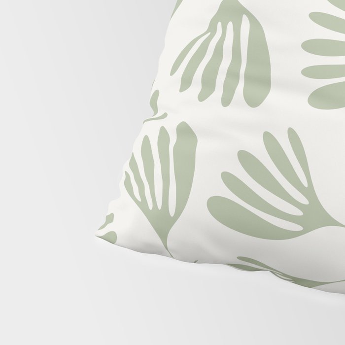 Sage Green Wispy Leaves Contemporary Abstract Botanical Pattern Pillow Sham Gallery Image 4