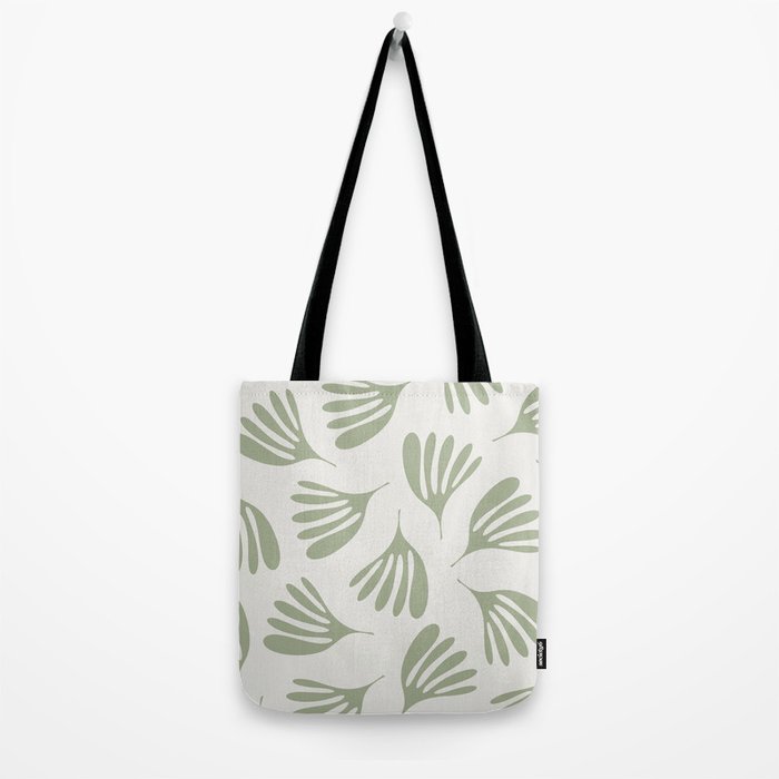Sage Green Wispy Leaves Contemporary Abstract Botanical Pattern Tote Bag Gallery Image 2