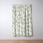 Sage Green Wispy Leaves Contemporary Abstract Botanical Pattern Window Curtain Gallery Image 3