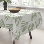 Sage Green Wispy Leaves Contemporary Abstract Botanical Pattern Tablecloth Gallery Image 3