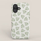 Sage Green Wispy Leaves Contemporary Abstract Botanical Pattern iPhone Case Gallery Image 1