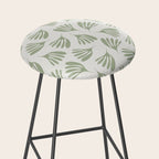 Sage Green Wispy Leaves Contemporary Abstract Botanical Pattern Stool Gallery Image 2
