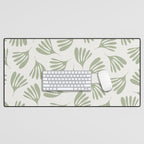 Sage Green Wispy Leaves Contemporary Abstract Botanical Pattern Desk Mat Gallery Image 1