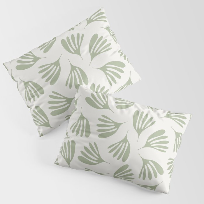 Sage Green Wispy Leaves Contemporary Abstract Botanical Pattern Pillow Sham Gallery Image 3