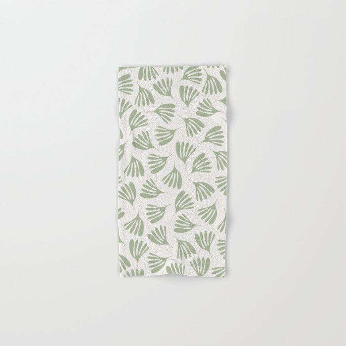 Sage Green Wispy Leaves Contemporary Abstract Botanical Pattern Bath Towel Gallery Image 1