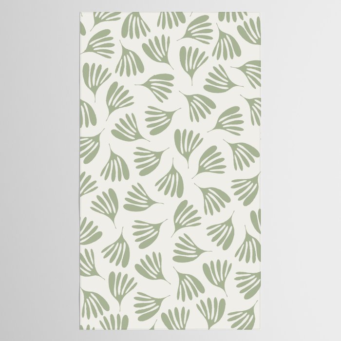Sage Green Wispy Leaves Contemporary Abstract Botanical Pattern Tablecloth Gallery Image 2