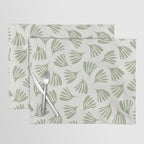 Sage Green Wispy Leaves Contemporary Abstract Botanical Pattern Placemat Gallery Image 1