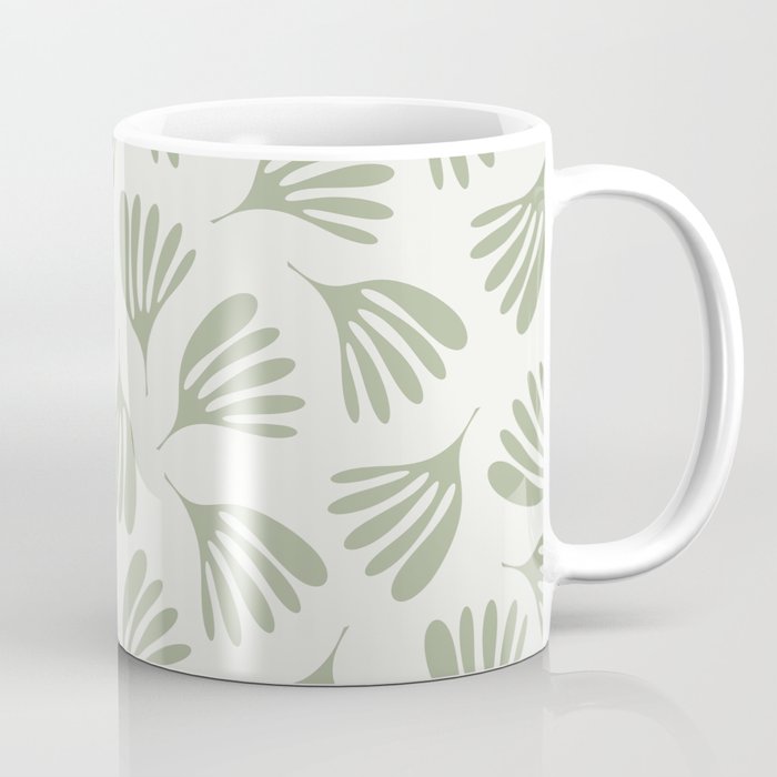 Sage Green Wispy Leaves Contemporary Abstract Botanical Pattern Coffee Mug Gallery Image 1