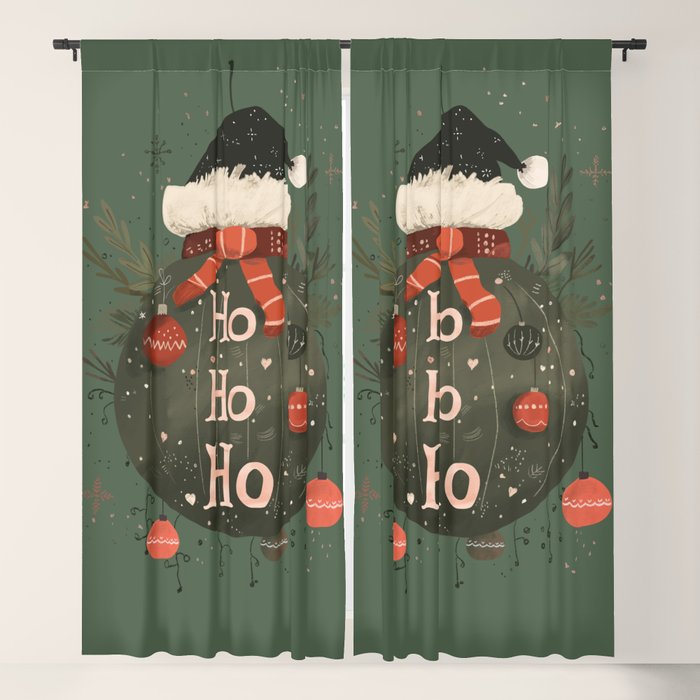 Festive Ho Ho Ho Bauble Green  Window Curtain Gallery Image 5