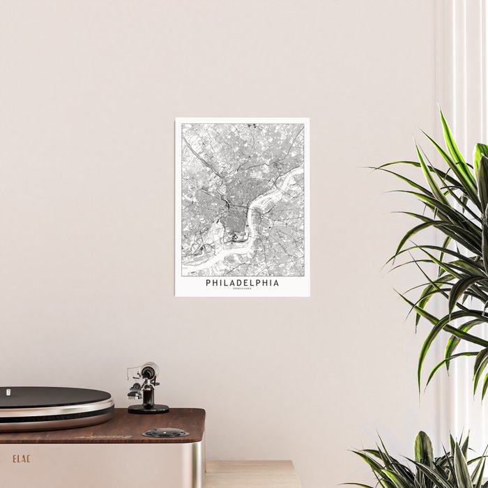 Philadelphia White Map Poster Gallery Image 2