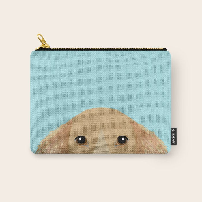 Long Haired Dachshund cream coat cute pet portraits custom dog breed art Carry All Pouch Gallery Image 1