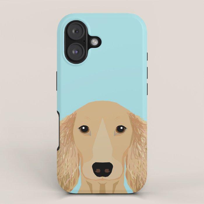Long Haired Dachshund cream coat cute pet portraits custom dog breed art iPhone Case Gallery Image 1