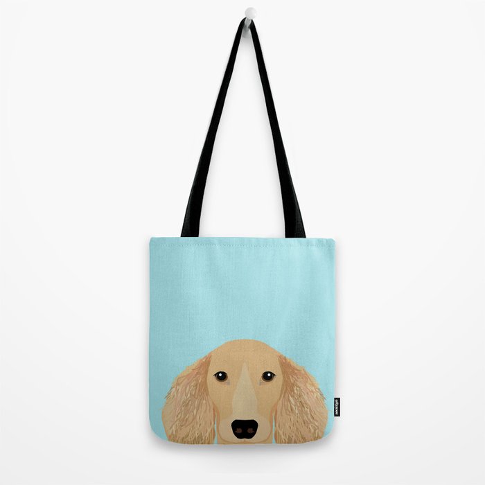 Long Haired Dachshund cream coat cute pet portraits custom dog breed art Tote Bag Gallery Image 2